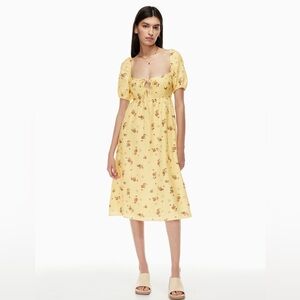 Aritzia Wilfred Rowena Linen Floral Dress